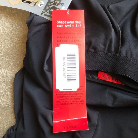 Spanx Lets Go Slimming Whittle Waistline Black Drape Tankini Sim Top Womens Sz 8 - Picture 11 of 16